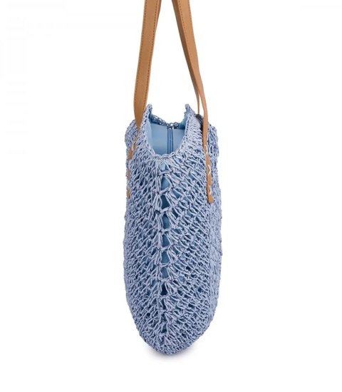 Torba damska plażowa boho ażurowa na lato koszyk shopper (Niebieski) Torba damska plażowa boho ażurowa na lato koszyk shopper (Niebieski)