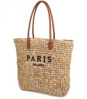 Klasyczna letnia pleciona torba shopper PARIS MILANO (Beżowy)