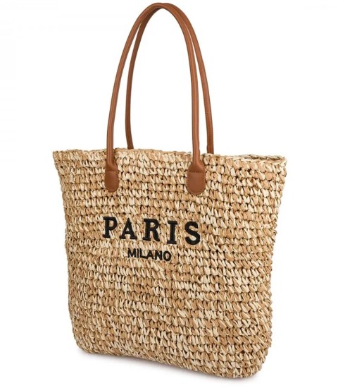 Klasyczna letnia pleciona torba shopper PARIS MILANO (Beżowy) Klasyczna letnia pleciona torba shopper PARIS MILANO (Beżowy)