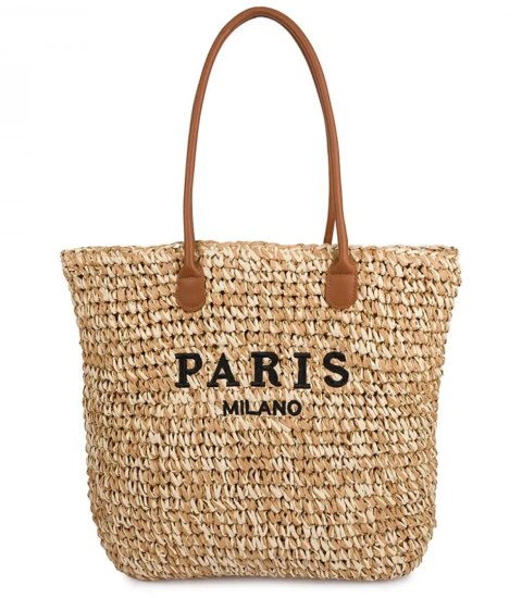 Klasyczna letnia pleciona torba shopper PARIS MILANO (Beżowy) Klasyczna letnia pleciona torba shopper PARIS MILANO (Beżowy)
