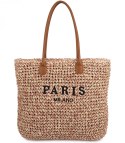 Klasyczna letnia pleciona torba shopper PARIS MILANO (Różowy)