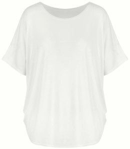 Klasyczna wygodna gładka bluzka oversize luźna elastyczna (Biały)