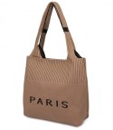 Torba shopper PARIS duża materiałowa na ramię z zamkiem (Beżowy)