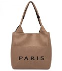 Torba shopper PARIS duża materiałowa na ramię z zamkiem (Beżowy)