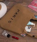 Torba shopper PARIS elegancka prążkowana na ramię z zamkiem (Brązowy)