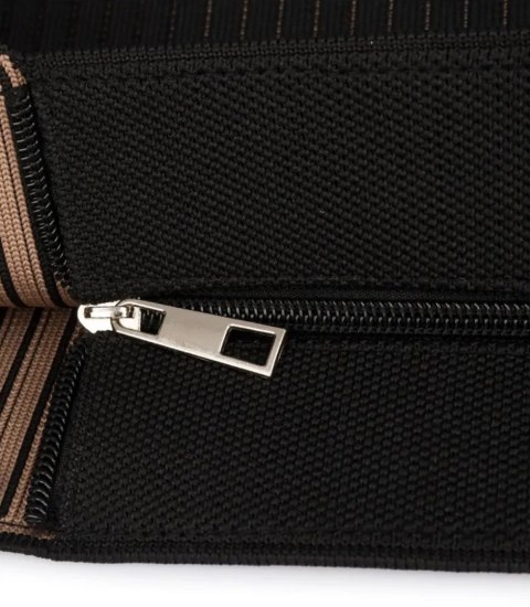 Torba shopper PARIS elegancka prążkowana na ramię z zamkiem (Czarny) Torba shopper PARIS elegancka prążkowana na ramię z zamkiem (Czarny)