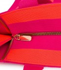 Torba shopper wzorzysta duża kolorowa na ramię z zamkiem (Pomarańczowy || Wielokolorowy || Różowy)