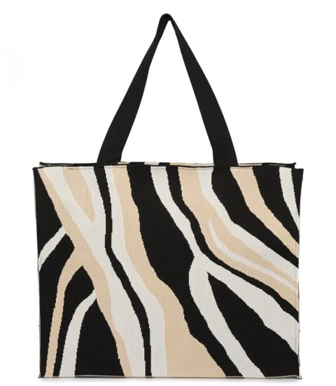 Torba shopper wzorzysta duża kolorowa na ramię z zamkiem (Wielokolorowy || Beżowy) Torba shopper wzorzysta duża kolorowa na ramię z zamkiem (Wielokolorowy || Beżowy)