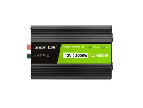 GREEN CELL PRZETWORNICA LCD 12V/230V 2000W/4000W CZYSTY SINUS INVGC12P2000LCD GREEN CELL PRZETWORNICA LCD 12V/230V 2000W/4000W CZYSTY SINUS INVGC12P2000LCD