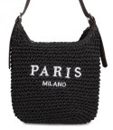 Pleciona torebka PARIS MILANO z paskiem z eko skóry (Czarny)