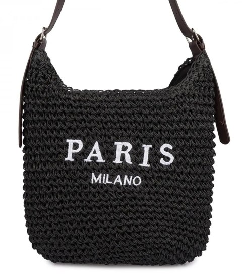 Pleciona torebka PARIS MILANO z paskiem z eko skóry (Czarny) Pleciona torebka PARIS MILANO z paskiem z eko skóry (Czarny)