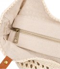 Stylowa torebka boho z plecionki i lnianym wnętrzem (Beżowy)