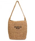 Torebka boho z plecionki z napisem PARIS MILANO (Brązowy)