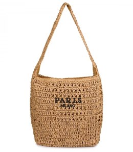 Torebka boho z plecionki z napisem PARIS MILANO (Brązowy)