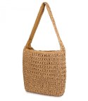 Torebka boho z plecionki z napisem PARIS MILANO (Brązowy)