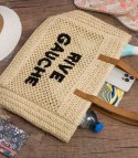 Torebka shopper boho z plecionki RIVE GAUCHE (Beżowy)