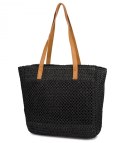 Torebka shopper boho z plecionki RIVE GAUCHE (Czarny)