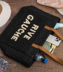 Torebka shopper boho z plecionki RIVE GAUCHE (Czarny)