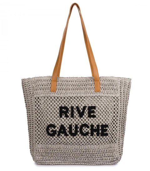 Torebka shopper boho z plecionki RIVE GAUCHE (Szary) Torebka shopper boho z plecionki RIVE GAUCHE (Szary)