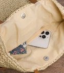 Torebka shopper boho z plecionki z troczkami i podszewką (Beżowy)