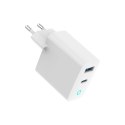 GEMBIRD 2-PORTOWA SZYBKA ŁADOWARKA SIECIOWA GAN (PD) USB (A+C), 30W, LED, BIAŁA