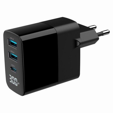 GEMBIRD 3-PORTOWA SZYBKA ŁADOWARKA SIECIOWA GAN (PD) USB (2X USB-A + 1X USB TYP-C), 30W, LCD, CZARNA GEMBIRD 3-PORTOWA SZYBKA ŁADOWARKA SIECIOWA GAN (PD) USB (2X USB-A + 1X USB TYP-C), 30W, LCD, CZARNA