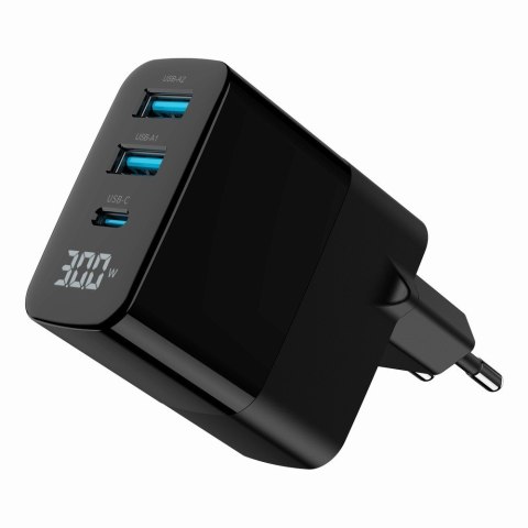 GEMBIRD 3-PORTOWA SZYBKA ŁADOWARKA SIECIOWA GAN (PD) USB (2X USB-A + 1X USB TYP-C), 30W, LCD, CZARNA GEMBIRD 3-PORTOWA SZYBKA ŁADOWARKA SIECIOWA GAN (PD) USB (2X USB-A + 1X USB TYP-C), 30W, LCD, CZARNA