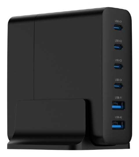 GEMBIRD 6-PORTOWA SZYBKA ŁADOWARKA SIECIOWA GAN (PD) 6XUSB (2X USB-A + 4X USB-C), 75W, CZARNA GEMBIRD 6-PORTOWA SZYBKA ŁADOWARKA SIECIOWA GAN (PD) 6XUSB (2X USB-A + 4X USB-C), 75W, CZARNA