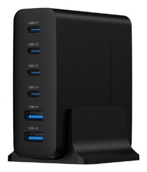 GEMBIRD 6-PORTOWA SZYBKA ŁADOWARKA SIECIOWA GAN (PD) 6XUSB (2X USB-A + 4X USB-C), 75W, CZARNA GEMBIRD 6-PORTOWA SZYBKA ŁADOWARKA SIECIOWA GAN (PD) 6XUSB (2X USB-A + 4X USB-C), 75W, CZARNA