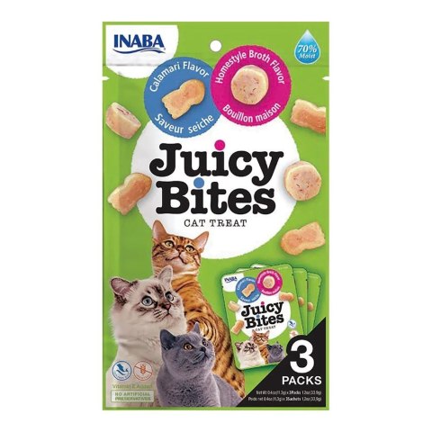 INABA Juicy Bites O smaku domowego bulionu i kalmara - przysmak dla kota - 3x11,3 g INABA Juicy Bites O smaku domowego bulionu i kalmara - przysmak dla kota - 3x11,3 g