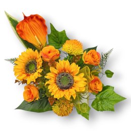 BUKIET WKŁAD DO WAZONU KWIATY NA CMENTARZ GRÓB POMNIK SŁONECZNIKI