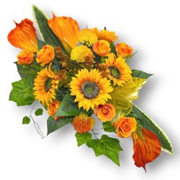 STROIK NA CMENTARZ KWIATY NA GRÓB POMNIK MISA Z OBCIĄŻENIEM SŁONECZNIKI