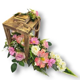 WYJĄTKOWY STROIK NA CMENTARZ GRÓB DREWNIANY LAMPION NAGROBNY LATARNIA