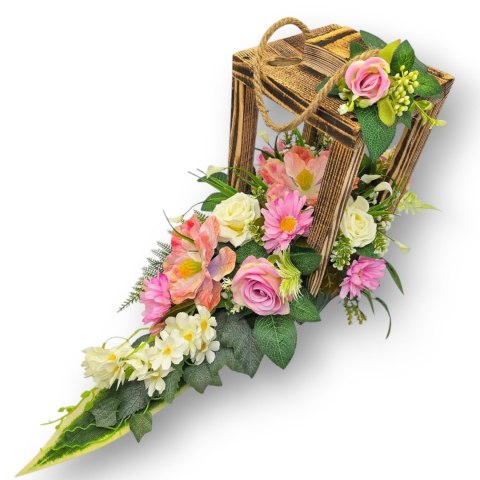 WYJĄTKOWY STROIK NA CMENTARZ GRÓB DREWNIANY LAMPION NAGROBNY LATARNIA