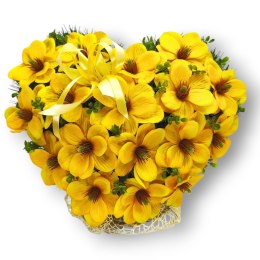 STROIK NA POMNIK SERCE XL KOMPOZYCJA KWIATOWA NA GRÓB ZÓŁTE MAGNOLIE