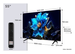 Telewizor TCL 55P7K QLED 55'' 4K Ultra HD Google TV Dolby Atmos DVB-T2 Metaliczny