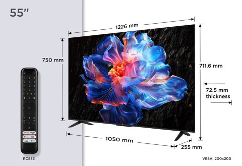 Telewizor TCL 55V6C DLED 55'' 4K Ultra HD Google TV Dolby Atmos DVB-T2 Metaliczny Telewizor TCL 55V6C DLED 55'' 4K Ultra HD Google TV Dolby Atmos DVB-T2 Metaliczny