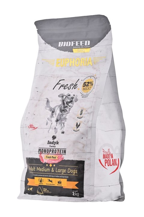 BIOFEED Euphoria Fresh Meat Adult Medium & Large Indyk Monoprotein 2kg BIOFEED Euphoria Fresh Meat Adult Medium & Large Indyk Monoprotein 2kg