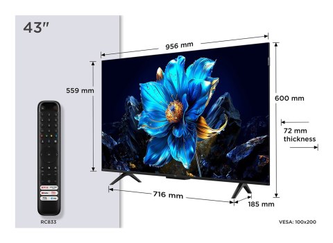 Telewizor TCL 43P79K QLED 43'' 4K Ultra HD Google TV Dolby Vision DVB-T2 Metaliczny Telewizor TCL 43P79K QLED 43'' 4K Ultra HD Google TV Dolby Vision DVB-T2 Metaliczny