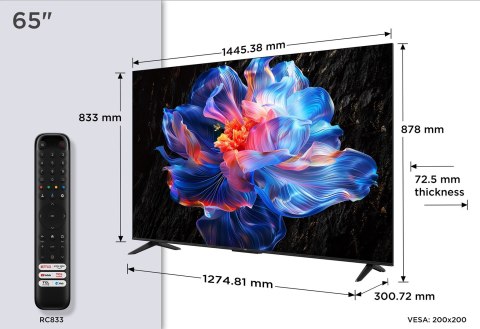 Telewizor TCL 65P69K LED 65'' 4K Ultra HD Google TV Dolby Atmos DVB-T2 Czarny Telewizor TCL 65P69K LED 65'' 4K Ultra HD Google TV Dolby Atmos DVB-T2 Czarny