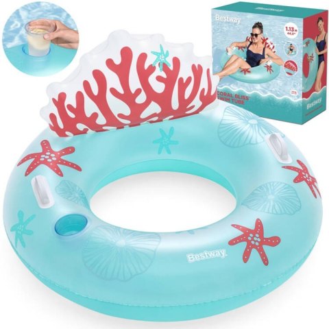 Bestway niebieskie koło dmuchane z oparciem rafa koralowa 107cm 43730 Bestway niebieskie koło dmuchane z oparciem rafa koralowa 107cm 43730