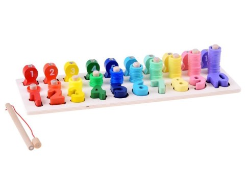 Drewniana edukacyjna układanka CYFRY Liczydło Wędka Łowienie rybek ZA3109