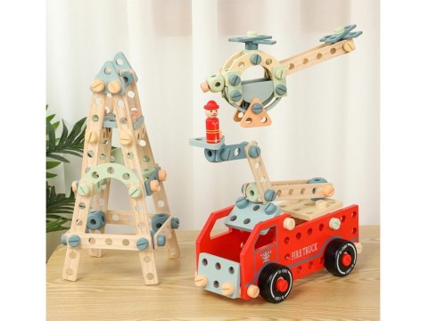 Drewniany Zestaw konstrukcyjny Klocki zbuduj Auto Wieże 129 ele ZA5381