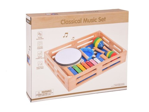 Drewniany zestaw instrumentów 4w1 zabawka IN0134