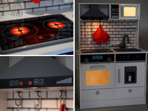 Duża kuchnia drewniana STYL SKANDYNAWSKI Światło + dźwięk AKCESORIA ZA3717