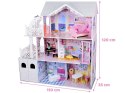Duży Ażurowy Domek drewniany dla lalek + Winda Garaż Balkon Meble ZA5388