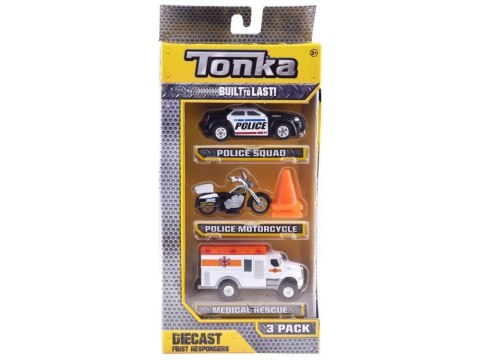 Hasbro TONKA Zestaw pojazdów POLICJA Różne metalowe autka + pachołki ZA3633