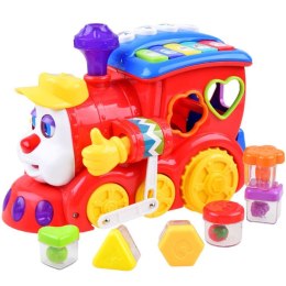 Interaktywna LOKOMOTYWA Sorter + kolorowe klocki Muzyka + światło ZA0104