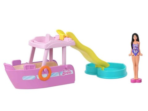 Mattel Mini Barbie Land Lalka wakacyjna + jacht ze zjeżdżalnią ZA6038 B