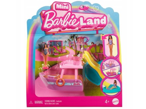 Mattel Mini Barbie Land Lalka wakacyjna + jacht ze zjeżdżalnią ZA6038 B